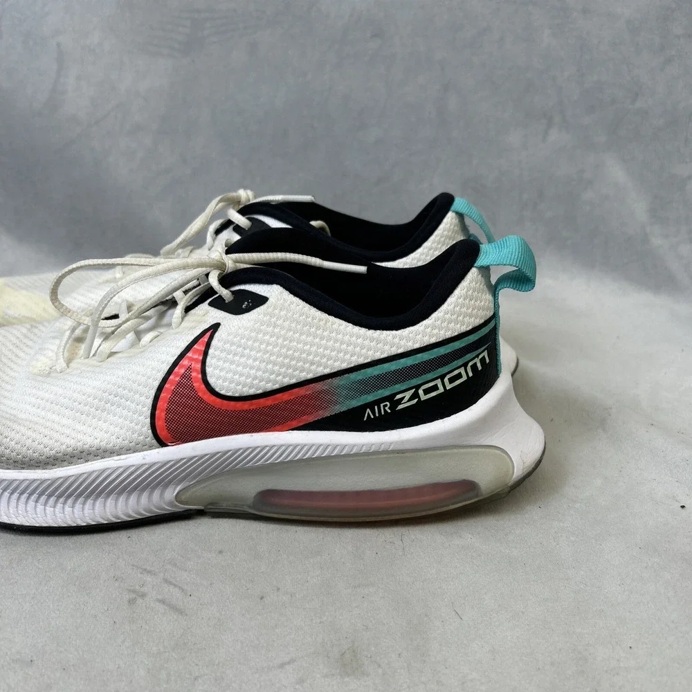 Nike Air Zoom Shoes Youth 7 Womens 8.5 DA1242-101 White Neon Swoop Logo Running‎